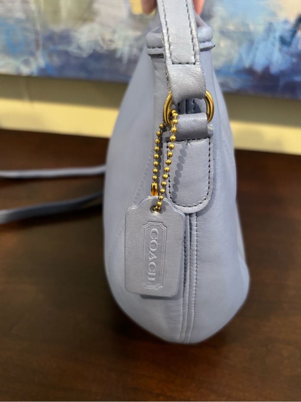 Coach Vintage Small Framed Pouch Periwinkle Leather Shoulder Crossbody Bag 9990 - Picture 5 of 11